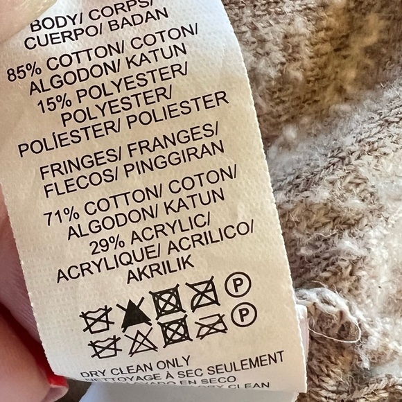 Lucky Brand XS Fringe Southwestern Long Cardigan Neutral Minimalist Boho Casual - Picture 7 of 9